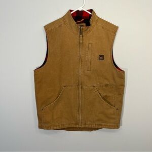 Walls Outdoor Goods Vest Mens Large Brown Work Canvas Lined Baffalo Plaid Barn